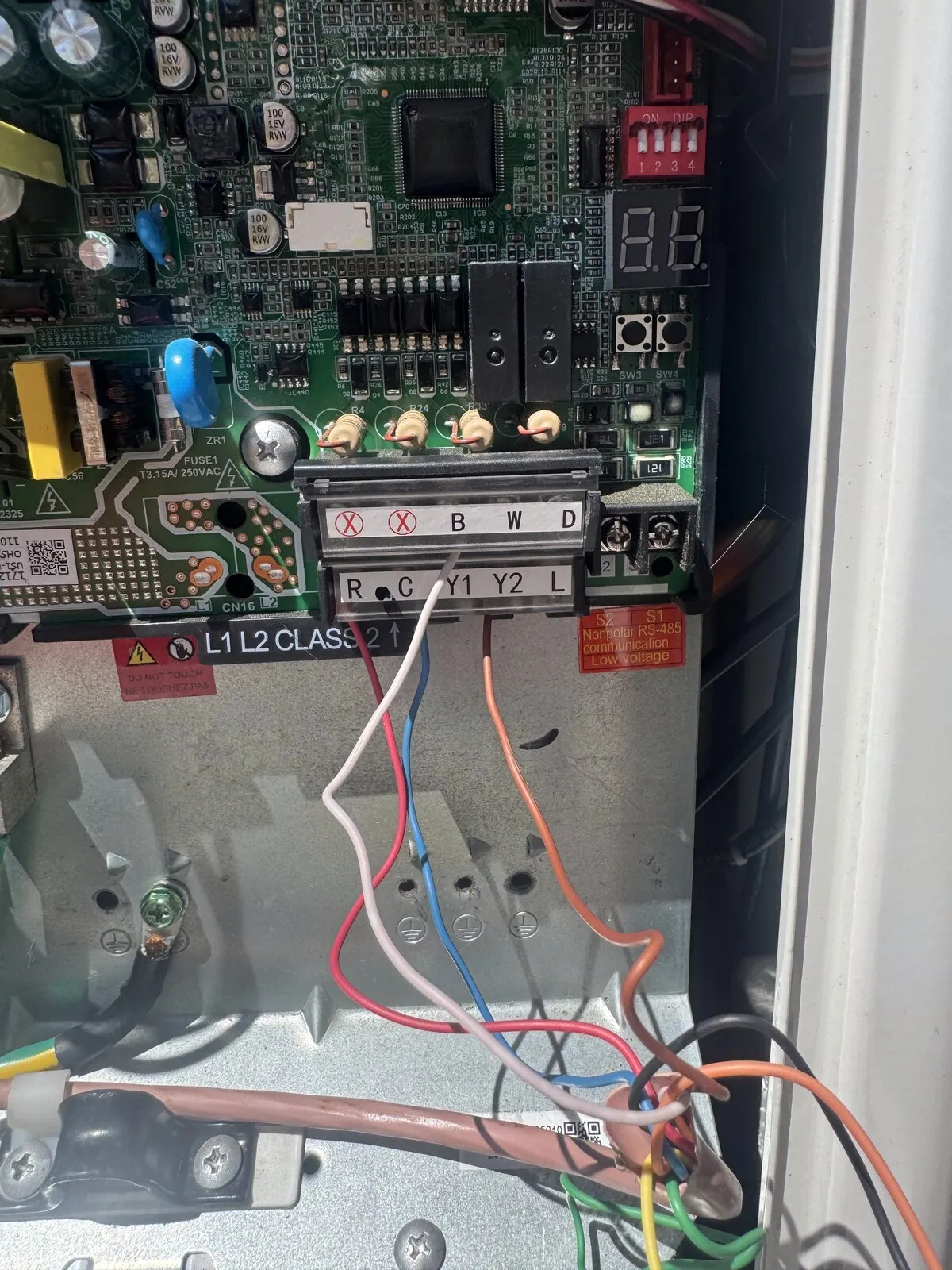 Inverter control board with diagnostic display inside a new system, Manhattan Ave, South Tampa FL 33611